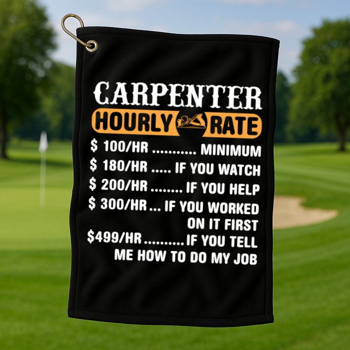 Carpenter Hourly Rate Gift Carpentry Carpenter Gift Golf Towel