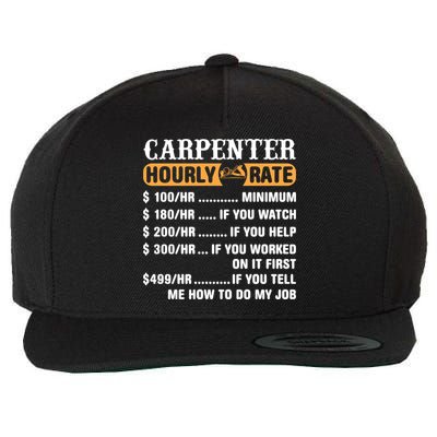 Carpenter Hourly Rate Gift Carpentry Carpenter Gift Wool Snapback Cap