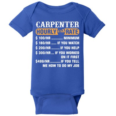 Carpenter Hourly Rate Gift Carpentry Carpenter Gift Baby Bodysuit