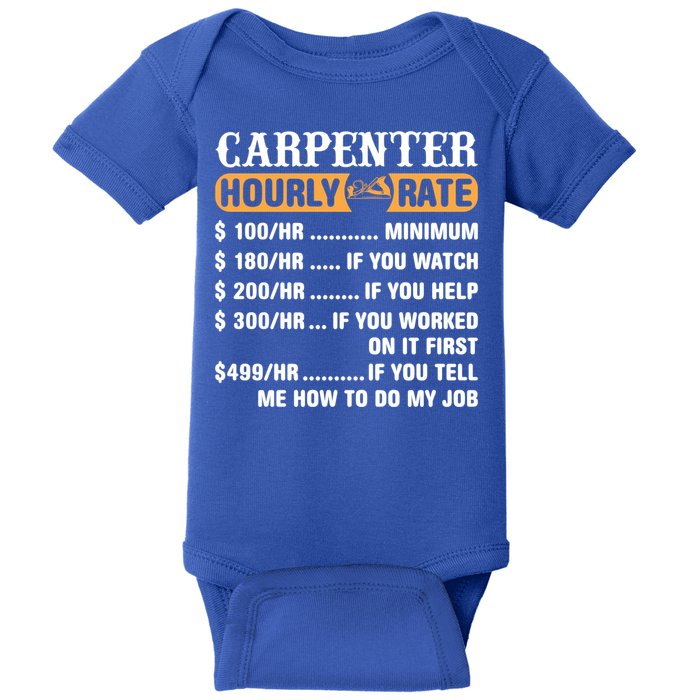 Carpenter Hourly Rate Gift Carpentry Carpenter Gift Baby Bodysuit