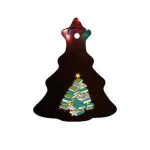 Cozy Holiday Reading Festive Library Tree for Book Enthusiasts Ceramic Tree Ornament