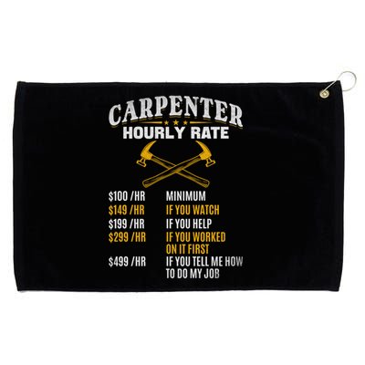 Carpenter Hourly Rate I Woodworking Carpenter Woodworker Gift Grommeted Golf Towel