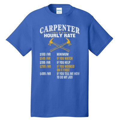 Carpenter Hourly Rate I Woodworking Carpenter Woodworker Gift Tall T-Shirt