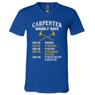 Carpenter Hourly Rate I Woodworking Carpenter Woodworker Gift V-Neck T-Shirt