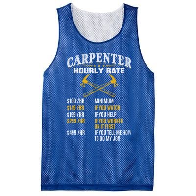 Carpenter Hourly Rate I Woodworking Carpenter Woodworker Gift Mesh Reversible Basketball Jersey Tank