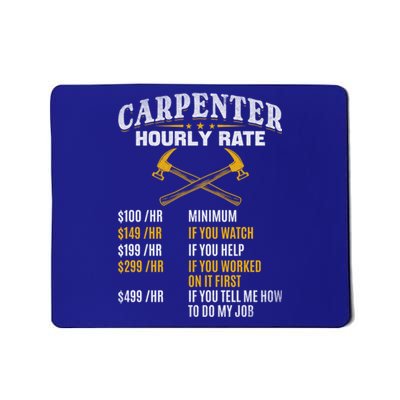 Carpenter Hourly Rate I Woodworking Carpenter Woodworker Gift Mousepad