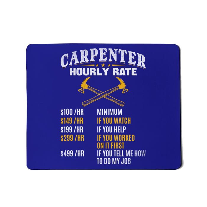 Carpenter Hourly Rate I Woodworking Carpenter Woodworker Gift Mousepad