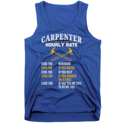 Carpenter Hourly Rate I Woodworking Carpenter Woodworker Gift Tank Top