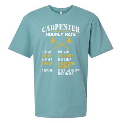 Carpenter Hourly Rate I Woodworking Carpenter Woodworker Gift Sueded Cloud Jersey T-Shirt