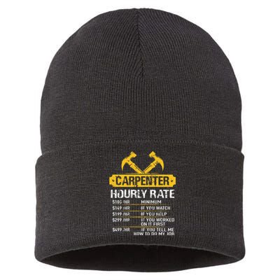 Carpenter Hourly Rate Funny Worker Woodworking Carpenter Sustainable Knit Beanie