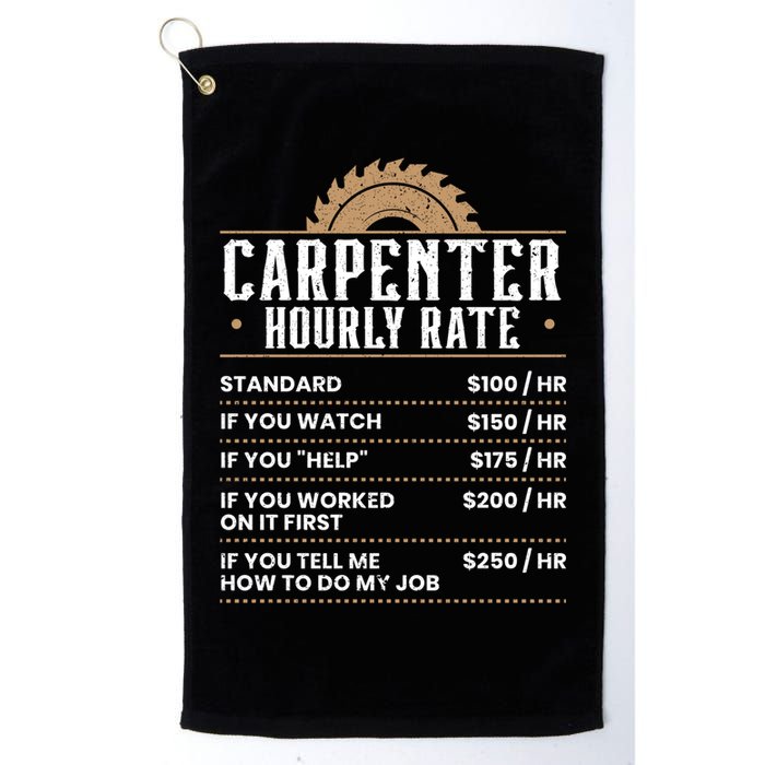 Carpenter Hourly Rate Woodworking Wookdworker Carpentry Gift Golf Towel