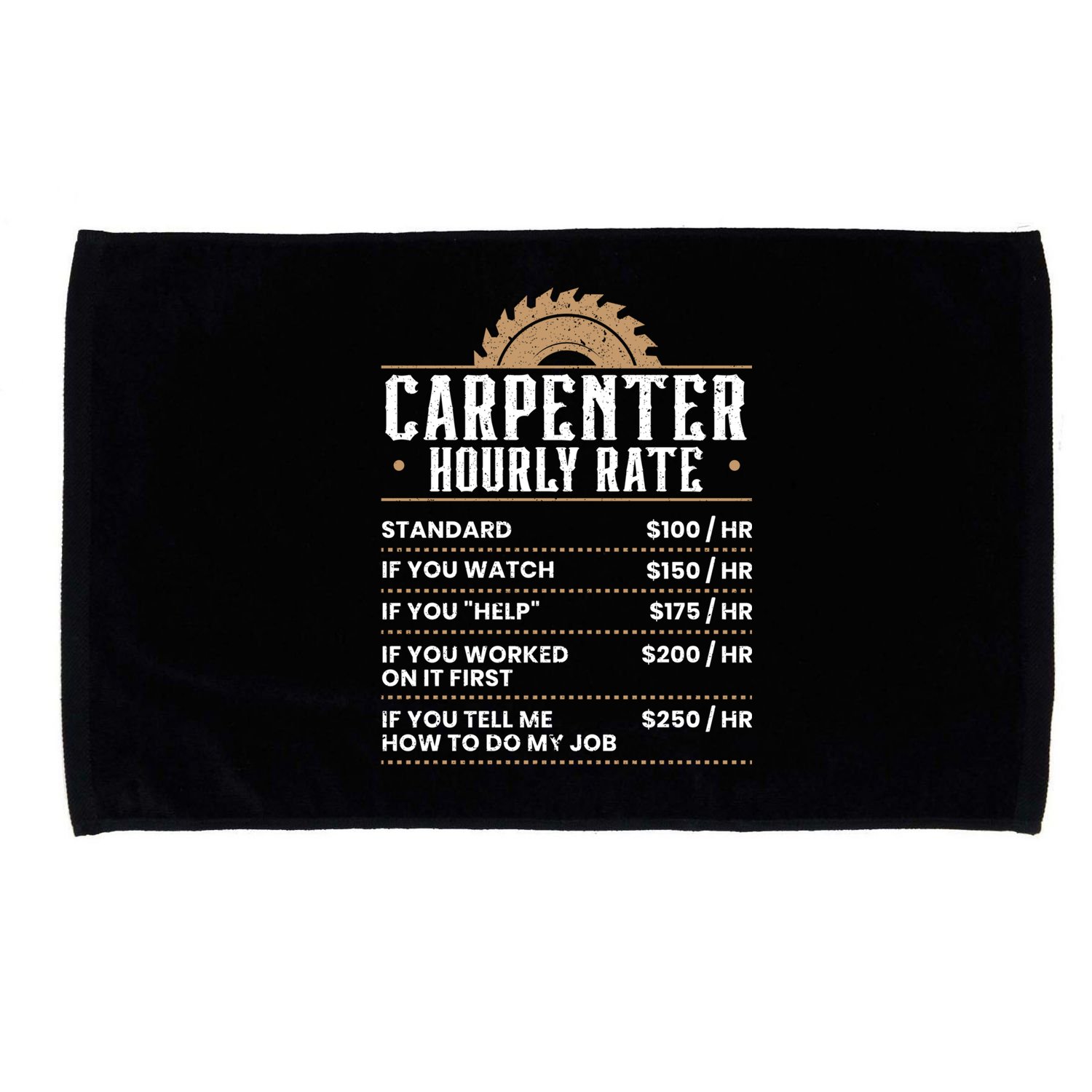 Carpenter Hourly Rate Woodworking Wookdworker Carpentry Gift Microfiber Hand Towel