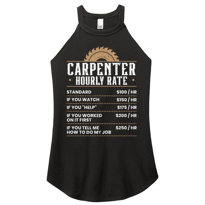 Carpenter Hourly Rate Woodworking Wookdworker Carpentry Gift Women's Perfect Tri Rocker Tank