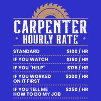Carpenter Hourly Rate Woodworking Wookdworker Carpentry Gift Tall T-Shirt