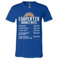 Carpenter Hourly Rate Woodworking Wookdworker Carpentry Gift V-Neck T-Shirt