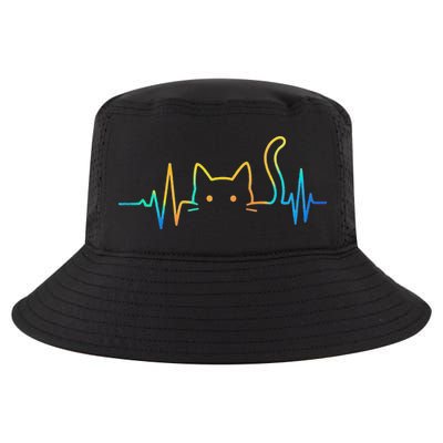 Cat Heartbeat Rainbow Cat Mom Dad Feline Lover Cool Comfort Performance Bucket Hat