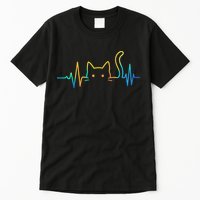 Cat Heartbeat Rainbow Cat Mom Dad Feline Lover Tall T-Shirt