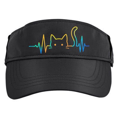 Cat Heartbeat Rainbow Cat Mom Dad Feline Lover Adult Drive Performance Visor