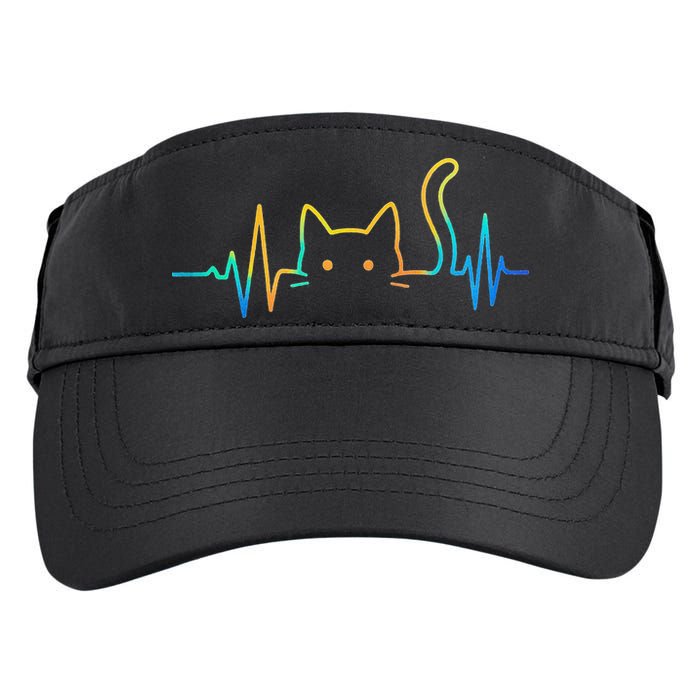 Cat Heartbeat Rainbow Cat Mom Dad Feline Lover Adult Drive Performance Visor
