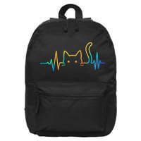 Cat Heartbeat Rainbow Cat Mom Dad Feline Lover 16 in Basic Backpack