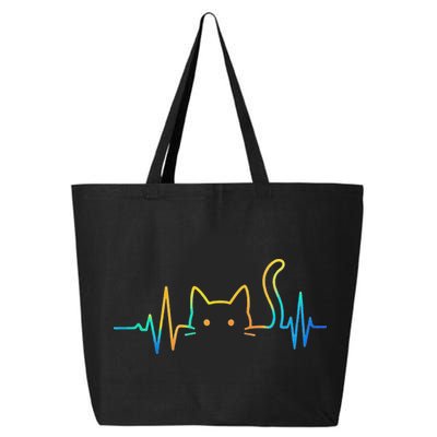 Cat Heartbeat Rainbow Cat Mom Dad Feline Lover 25L Jumbo Tote