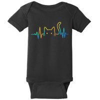 Cat Heartbeat Rainbow Cat Mom Dad Feline Lover Baby Bodysuit