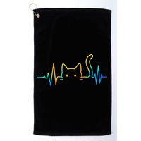 Cat Heartbeat Rainbow Cat Mom Dad Feline Lover Golf Towel