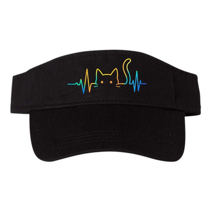 Cat Heartbeat Rainbow Cat Mom Dad Feline Lover Visor