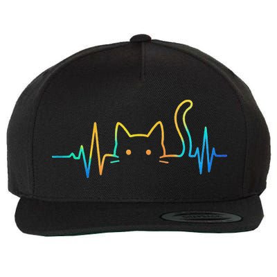 Cat Heartbeat Rainbow Cat Mom Dad Feline Lover Wool Snapback Cap