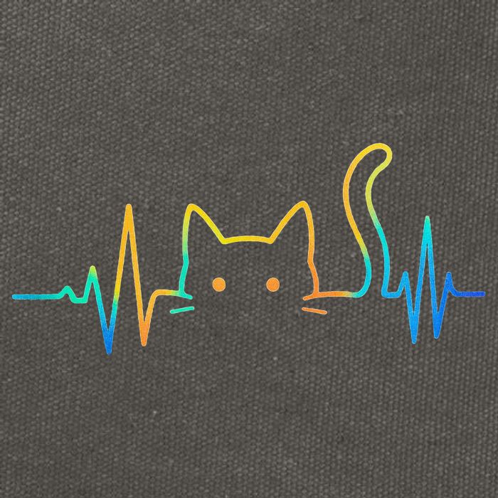 Cat Heartbeat Rainbow Cat Mom Dad Feline Lover Cotton Canvas Backpack