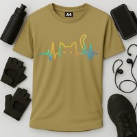 Cat Heartbeat Rainbow Cat Mom Dad Feline Lover Cooling Performance Crew T-Shirt