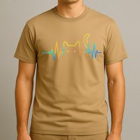 Cat Heartbeat Rainbow Cat Mom Dad Feline Lover T-Shirt