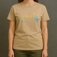 Cat Heartbeat Rainbow Cat Mom Dad Feline Lover T-Shirt