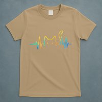 Cat Heartbeat Rainbow Cat Mom Dad Feline Lover T-Shirt