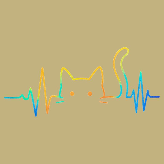Cat Heartbeat Rainbow Cat Mom Dad Feline Lover T-Shirt