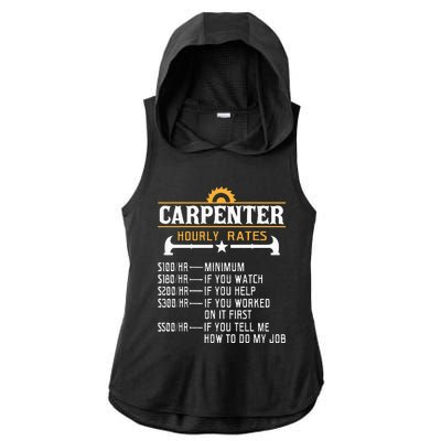 Carpenter Hourly Rate Funny Carpentry Woodworking Ladies PosiCharge Tri-Blend Wicking Draft Hoodie Tank