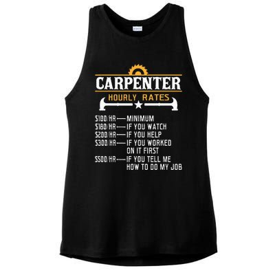 Carpenter Hourly Rate Funny Carpentry Woodworking Ladies PosiCharge Tri-Blend Wicking Tank