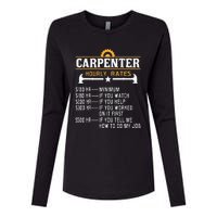 Carpenter Hourly Rate Funny Carpentry Woodworking Womens Cotton Relaxed Long Sleeve T-Shirt