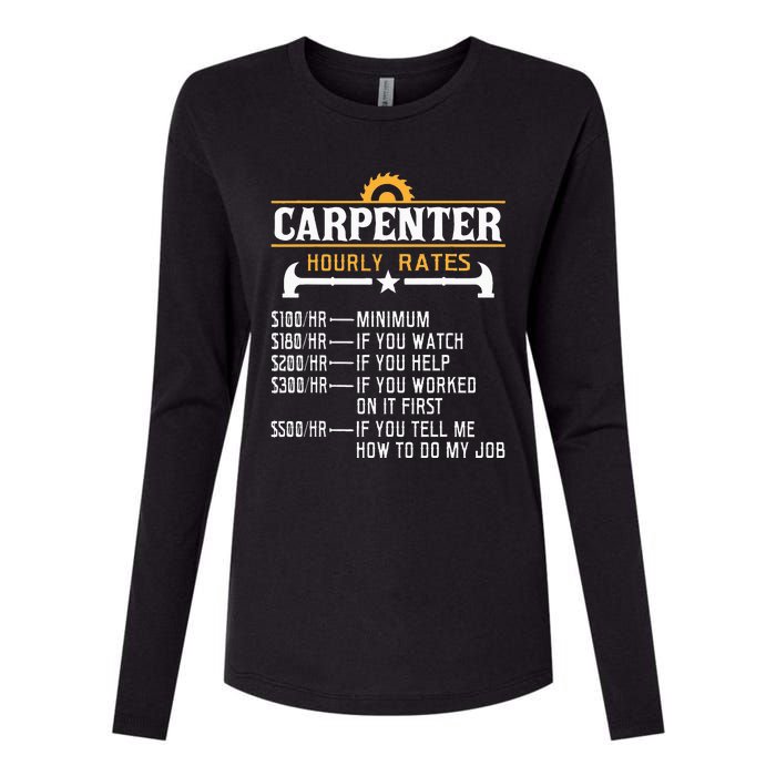 Carpenter Hourly Rate Funny Carpentry Woodworking Womens Cotton Relaxed Long Sleeve T-Shirt