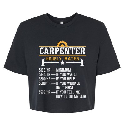 Carpenter Hourly Rate Funny Carpentry Woodworking Bella+Canvas Jersey Crop Tee