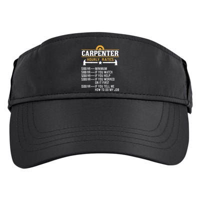 Carpenter Hourly Rate Funny Carpentry Woodworking Adult Drive Performance Visor