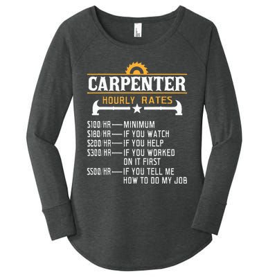 Carpenter Hourly Rate Funny Carpentry Woodworking Women's Perfect Tri Tunic Long Sleeve Shirt