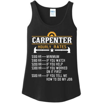 Carpenter Hourly Rate Funny Carpentry Woodworking Ladies Essential Tank