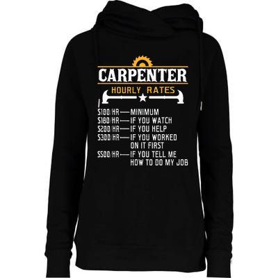 Carpenter Hourly Rate Funny Carpentry Woodworking Womens Funnel Neck Pullover Hood