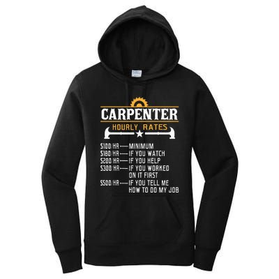 Carpenter Hourly Rate Funny Carpentry Woodworking Women's Pullover Hoodie