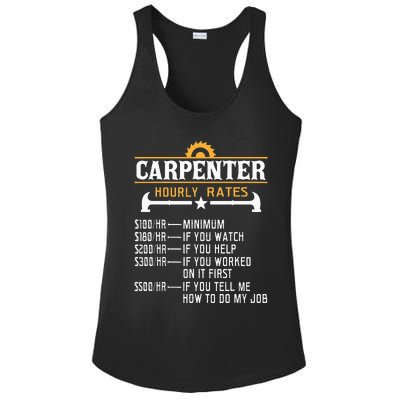 Carpenter Hourly Rate Funny Carpentry Woodworking Ladies PosiCharge Competitor Racerback Tank