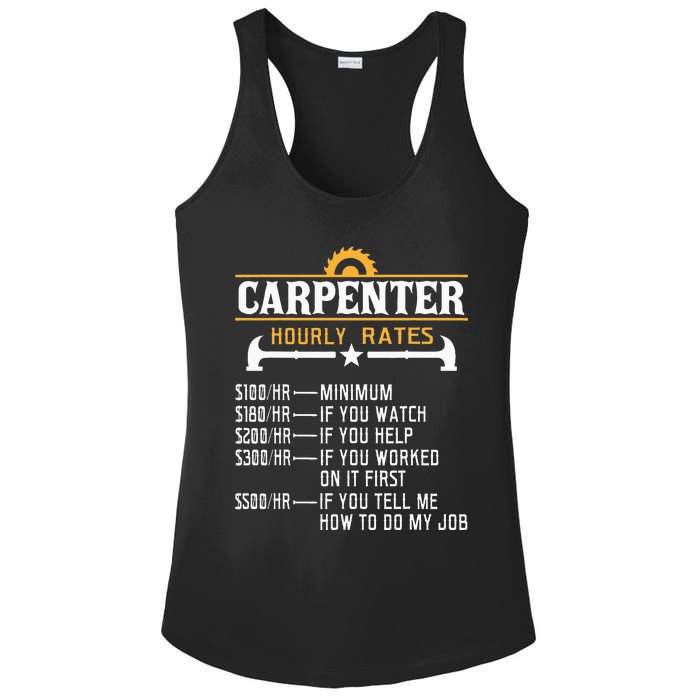 Carpenter Hourly Rate Funny Carpentry Woodworking Ladies PosiCharge Competitor Racerback Tank