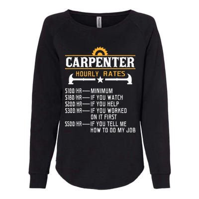 Carpenter Hourly Rate Funny Carpentry Woodworking Womens California Wash Sweatshirt