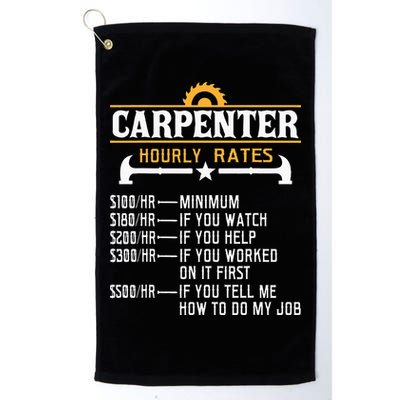 Carpenter Hourly Rate Funny Carpentry Woodworking Golf Towel