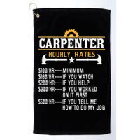 Carpenter Hourly Rate Funny Carpentry Woodworking Golf Towel